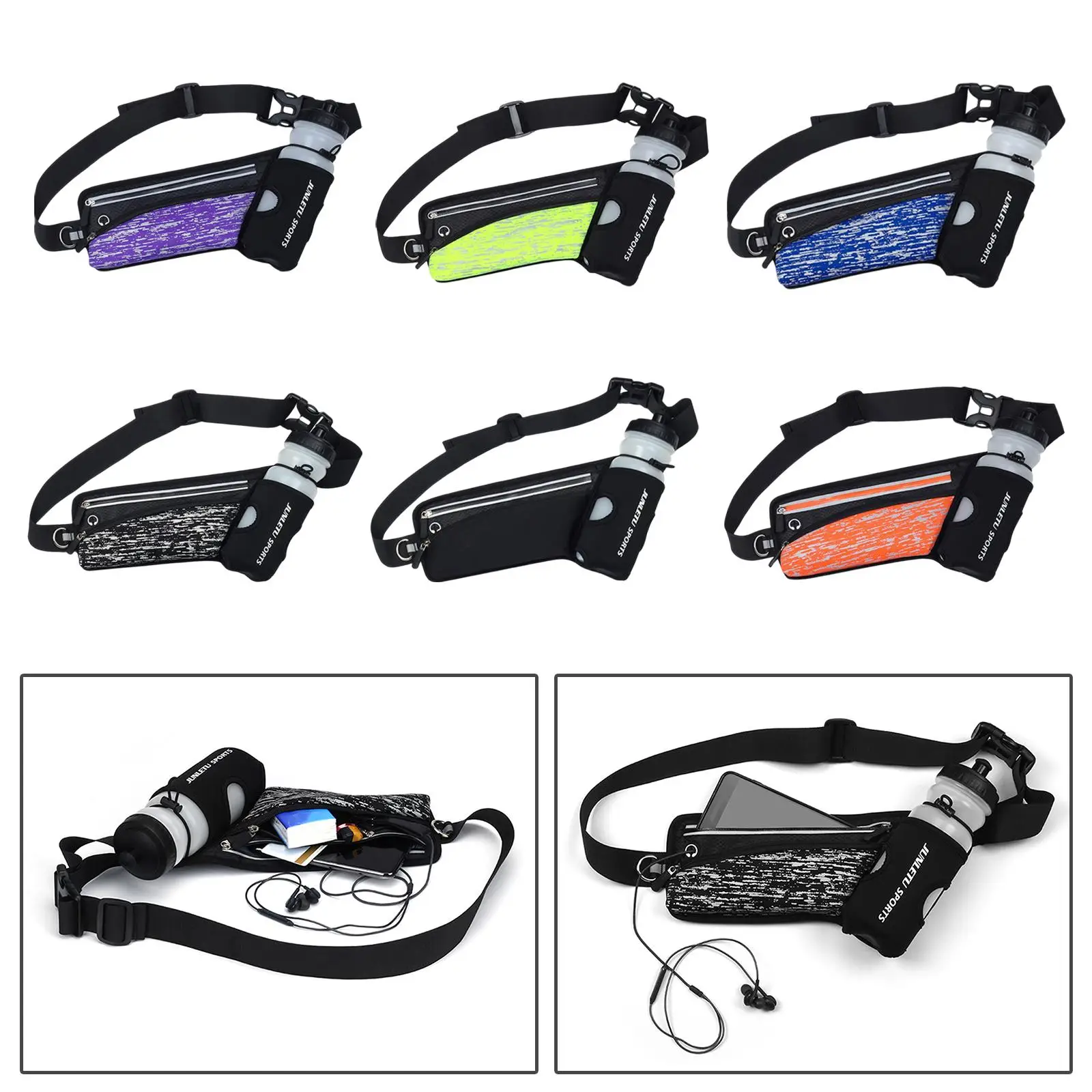 

Fashion Running Belt Fanny Bag Adjustable Kettle Storage Reflective Strips for Workout Climbing Hiking Runners