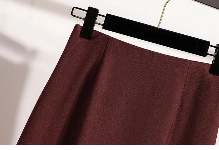 Koreanischer Stil Einfarbiger Hochtaillierter Elastischer Rock für Damen A-Linie 2026 Frühling Herbst Neu Elegant Vielseitig Alltagsrock – Detail 35