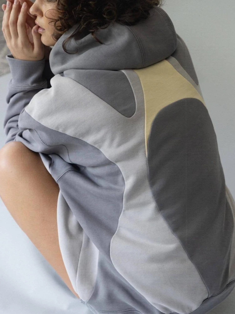 2024 autumn and winter new men's and women's fashion Y2K Harajuku sportswear contrasting street style pocket hoodie