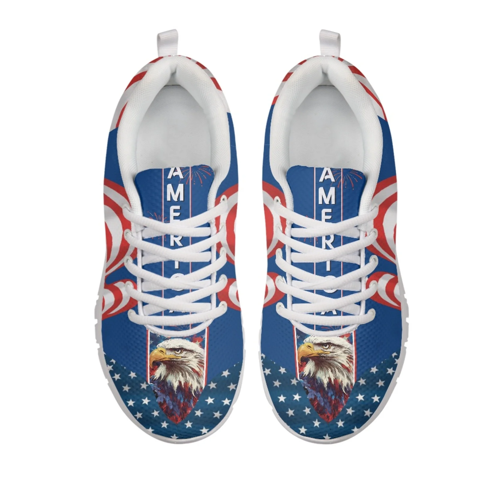 Coloranimal 4th of July Running Shoes Featuring American Flag Eagle Low Top Athletic Sneakers for Gym Daily Running