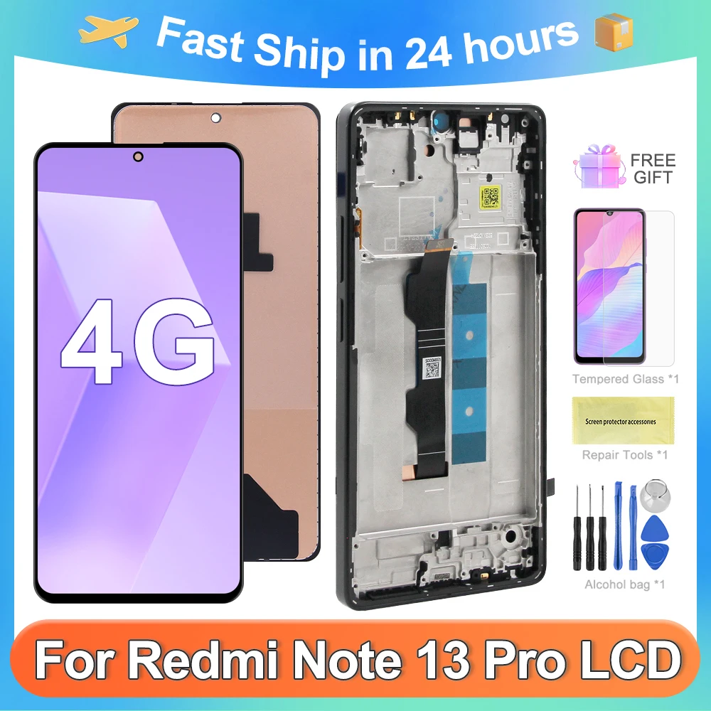 For Xiaomi Redmi Note 13 Pro 4G For Tested Redmi Note13Pro 23117RA68G LCD Display Touch Screen Digitizer Assembly Replacement