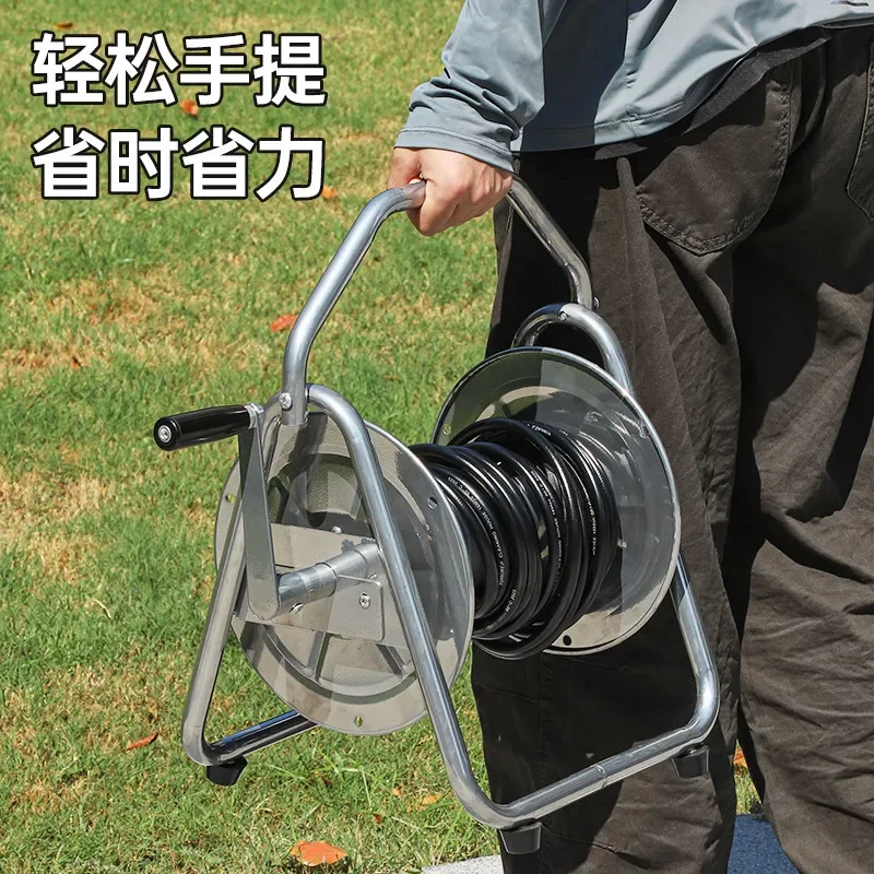 For Metal Pipe Reel High Pressure Car Wash Flower Watering Tool Gardening Spray Cleaning Water Pipe Cart Farmhouse Hose