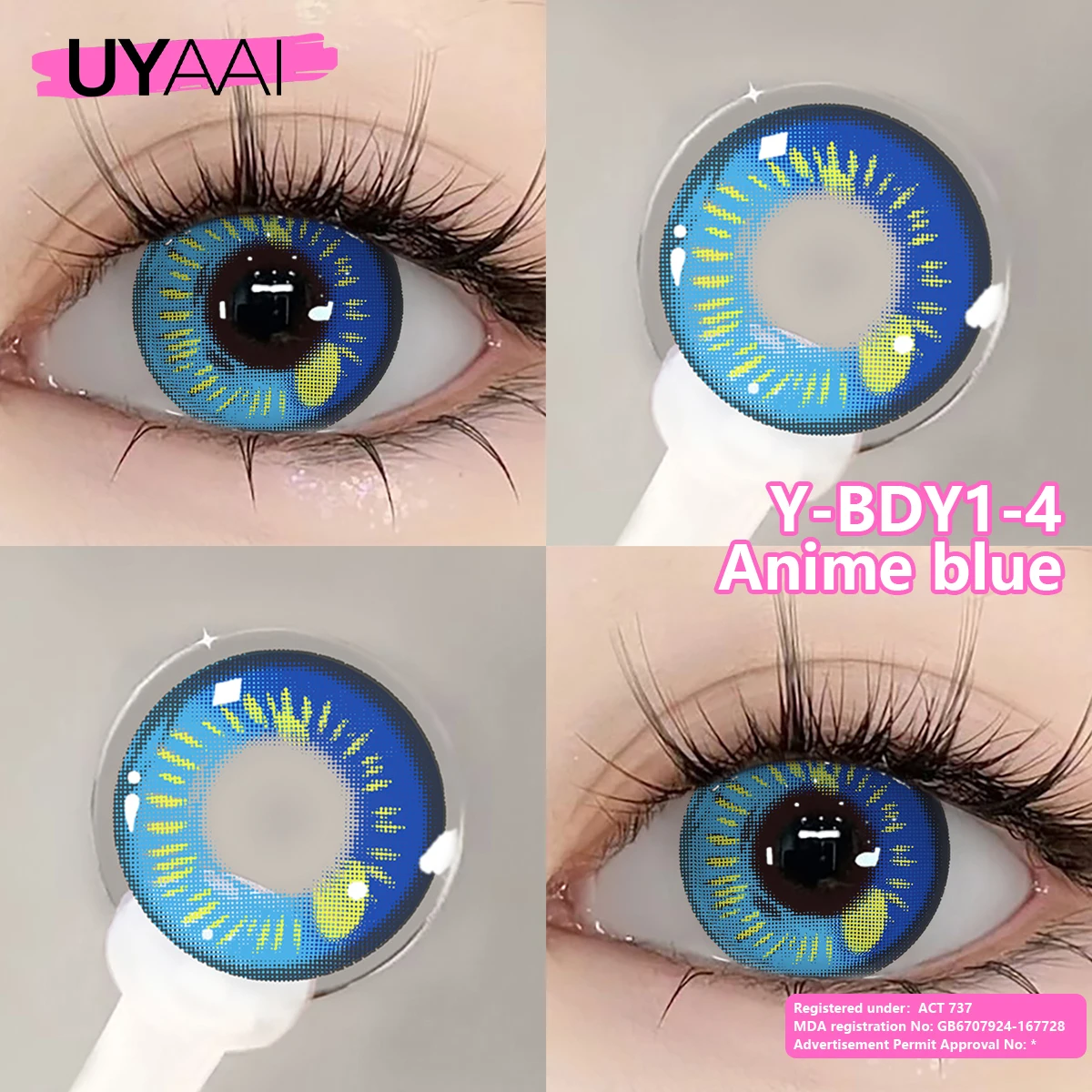 UYAAI 1 Paar farbige Kontaktlinsen für Anime-Cosplay für Augen, rote Linsen, weiße Linsen, Make-up, Schönheit, bunte Linsen – Detail 8