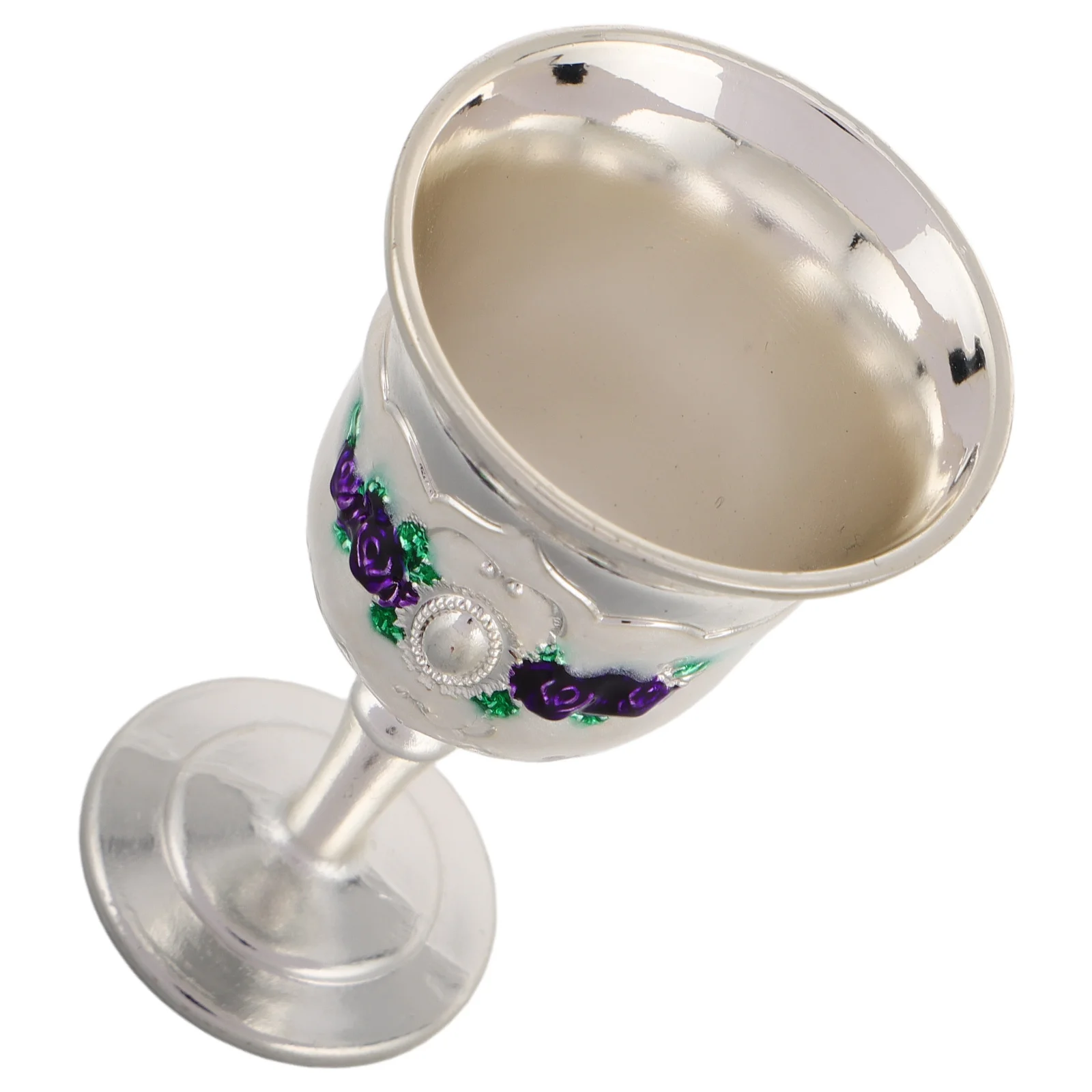 

European Style Vintage Metal Wine Goblet Floral Embossed Drinking Cup Banquet Dinner Party Home Use Wine Glass