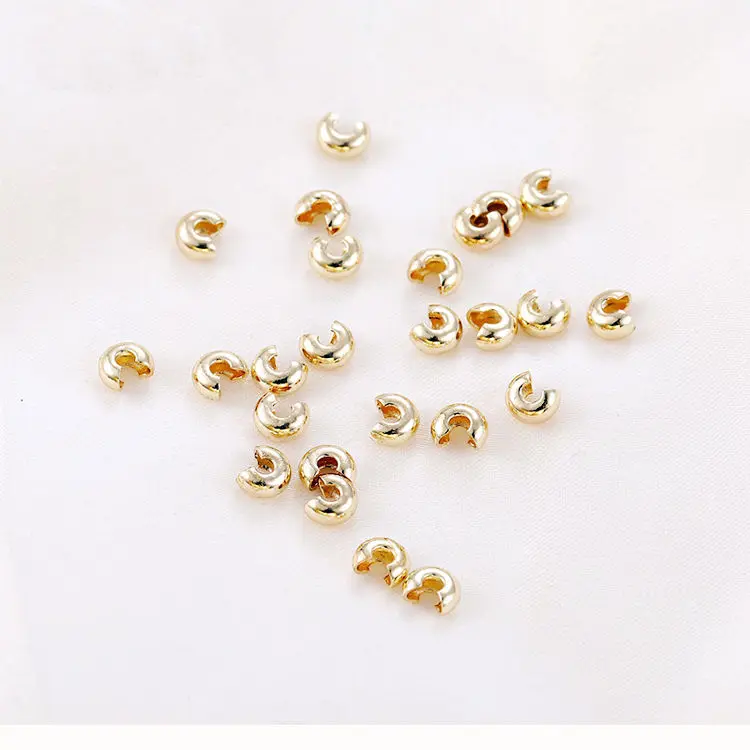 50PCS 14K gold Color Plated Crimp Covers Clasps Wrapped Cord Buckle Connectors Fit bracelet necklace For Jewelry Making