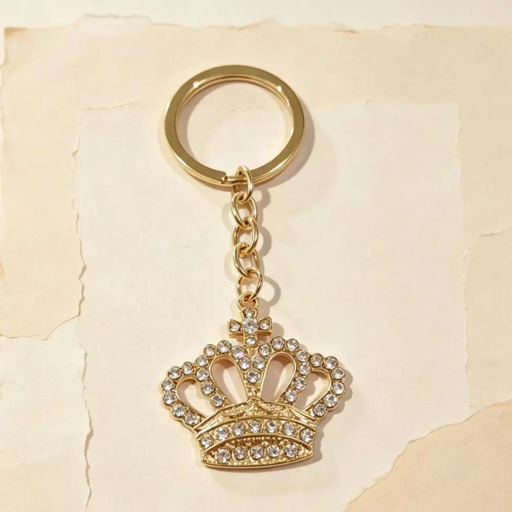 Crown Design Keychain Pendant, Clear Rhinestone Extended Chain Ring, Practical Unisex Bag Charm Gift for Everyone