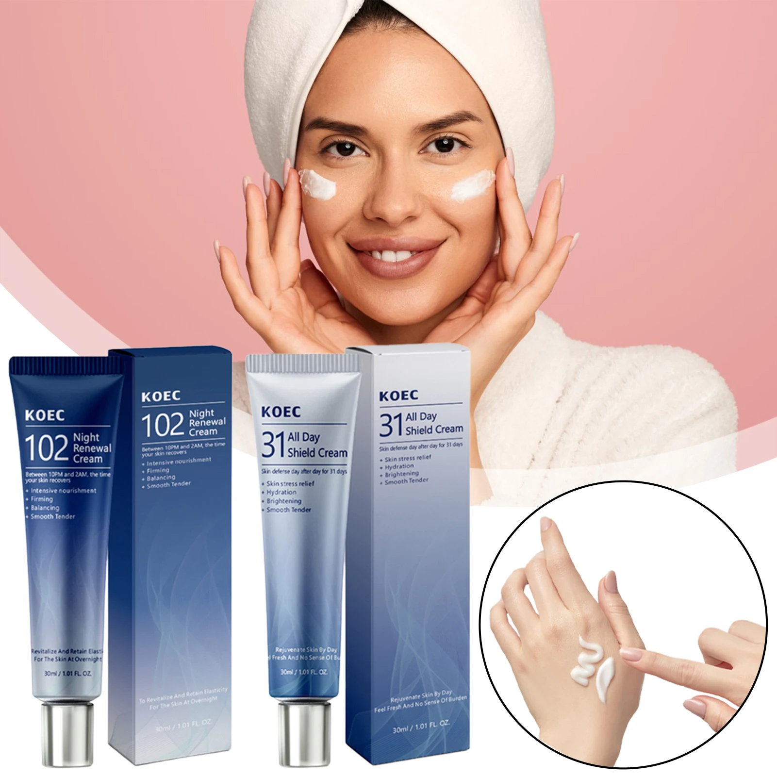 All-Day/Night Cream Set All Day Facial Treatments/Night Renewal Cream Increase Skin Elasticity Firming Cream For All Skin Types