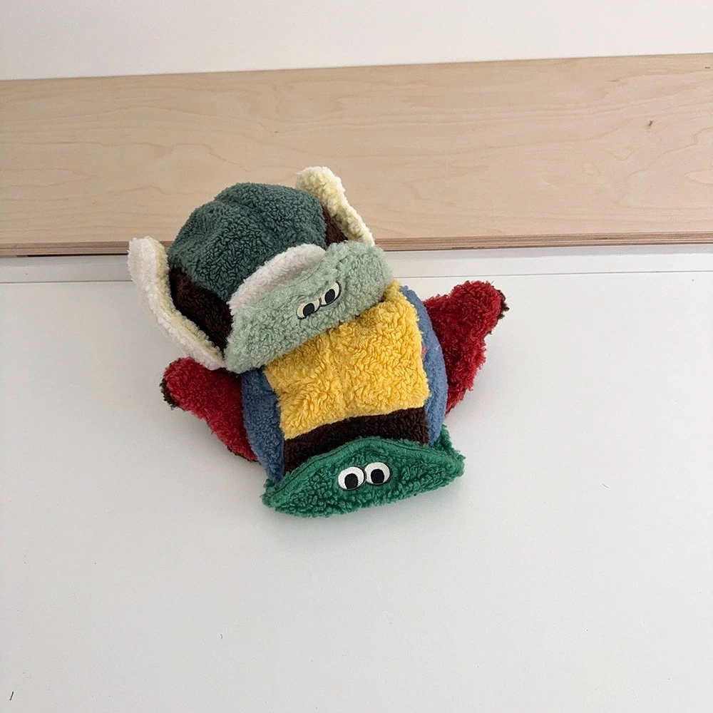 

Winter Thickened Plush Ear Protection Bomber Hats For Children And Adults Outdoor Riding Warm Retro Contrasting Color Pilot Caps