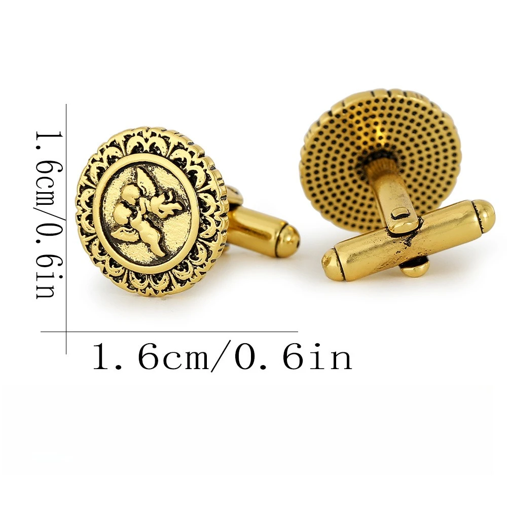 Vintage Golden Embossed Patterned Cufflinks Men's Business Dress Light Luxury Cuff Nails Palace Style Exquisite Shirt Accessory