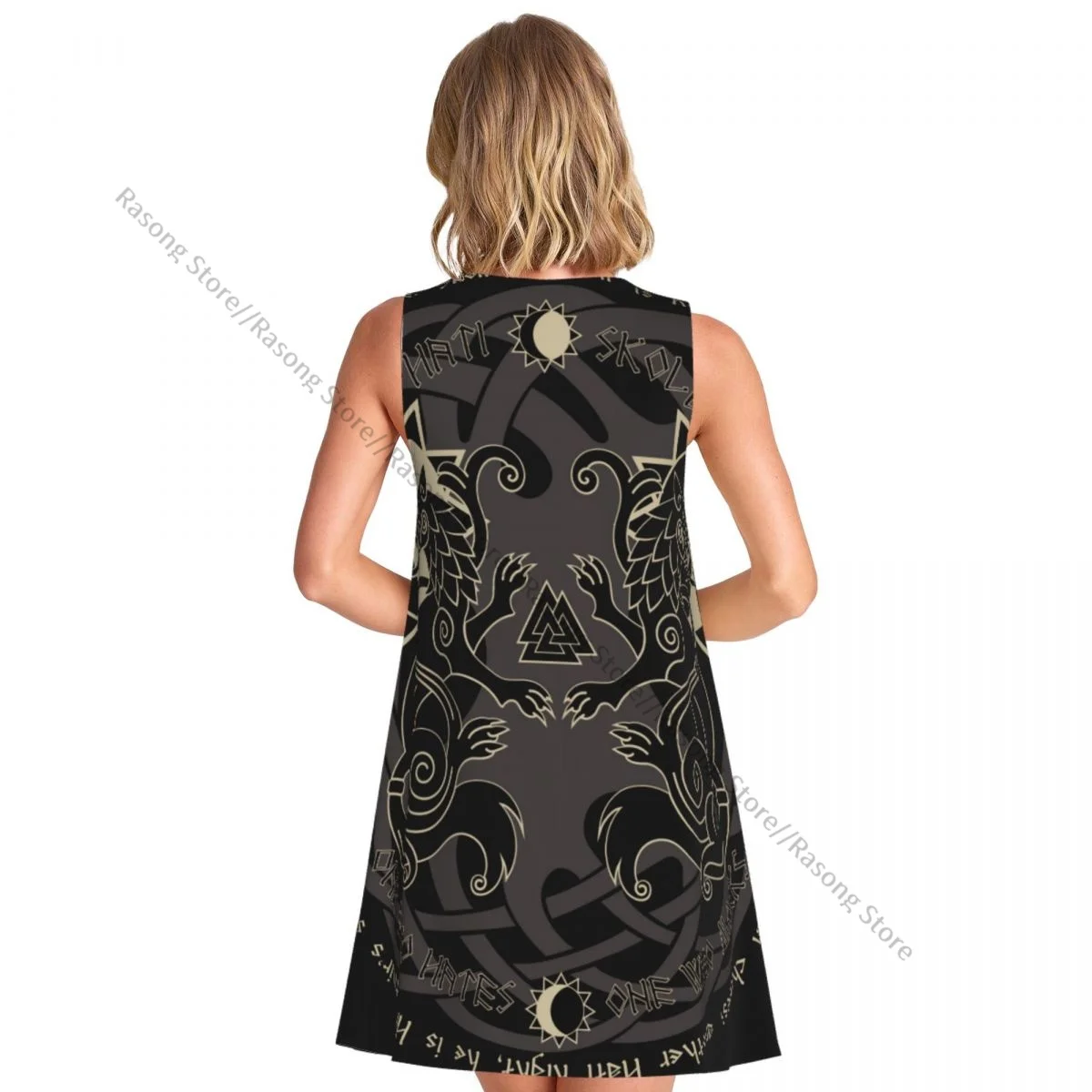 Women's Dress Summer Casual T Shirt Dresses Beach Cover up Wolves From The Heart Of Nordic Mythology Tank Dress
