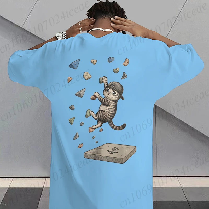 Klettern Bouldern Katzen-Grafik T-Shirt für Männer und Frauen Lustiges Kletterer-Tiermotiv T-Shirts Lässige Outdoor-Streetwear T-Shirts – Detail 4