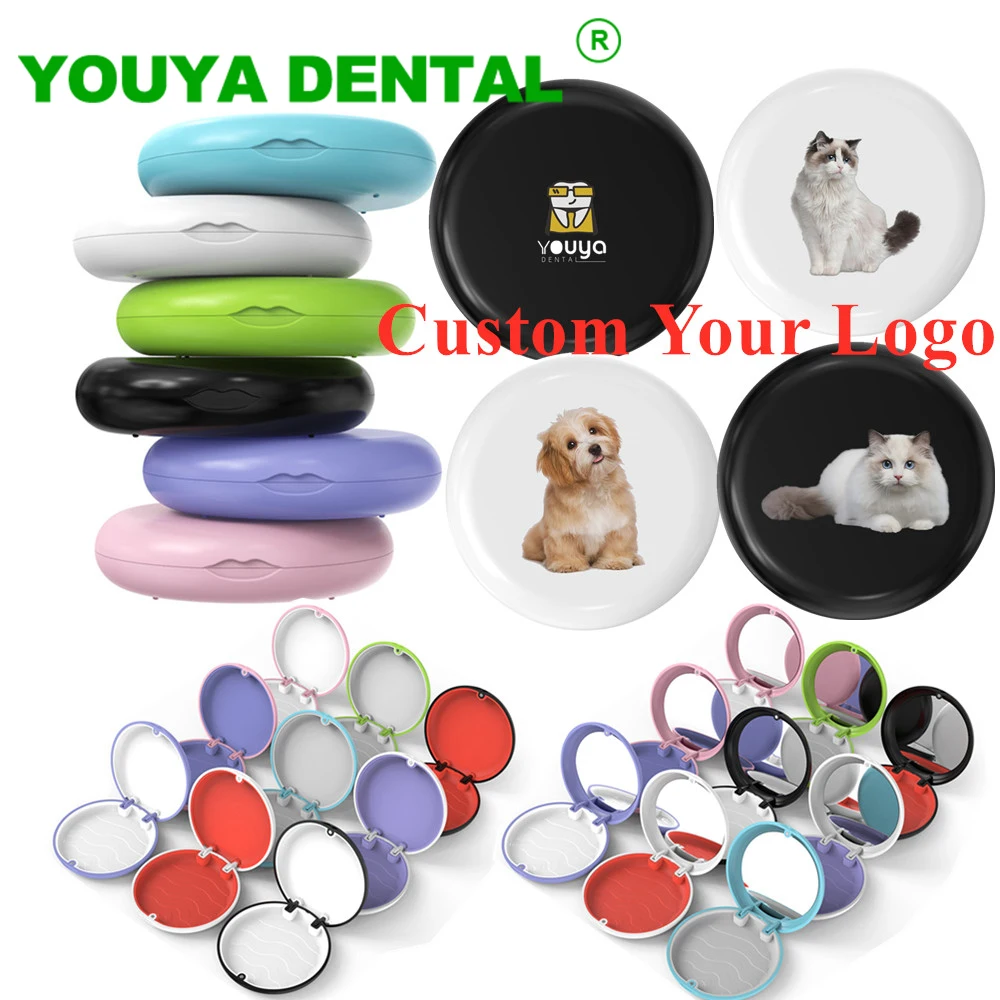 100pcs Retainer Box With Logo Orthodontic Aligner Case Storage Box Denture Fake Teeth Mouth Guard Container Customized