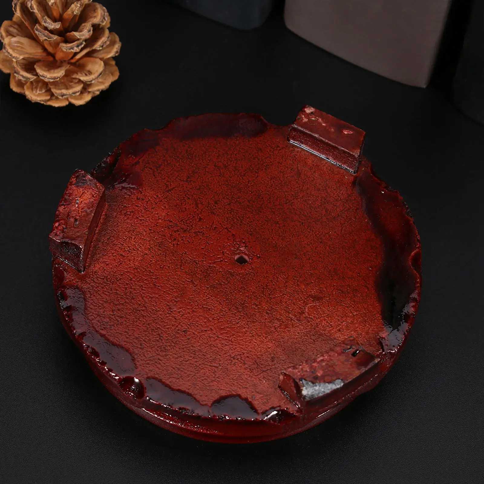 Round Red Wood Base Plant Pot Saucer for Ceramic Basin Flower Pot Heat Resistant Non-Slip Small Plant Pots Tray Garden Indoor