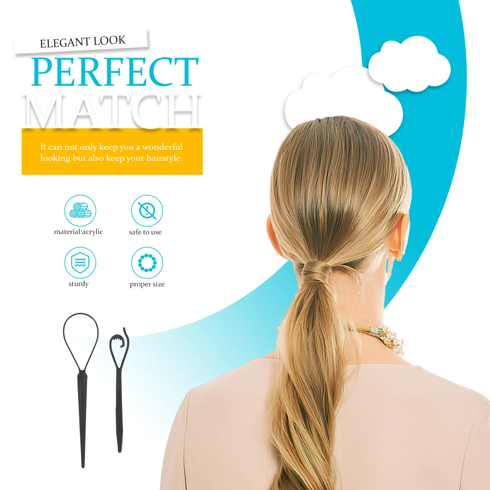 

2Pcs Hair Braiding Tools Set Pull Through Tool for Women Easy Hairstyle Styling Loop Device Portable Ponytail Maker for All Hair