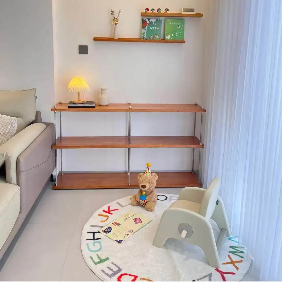 

*DIY Solid Wood Storage Rack, Vintage Style, Balcony Screw Rod, Functional Floor Stand, Bedroom, Kitchen, Home Use.