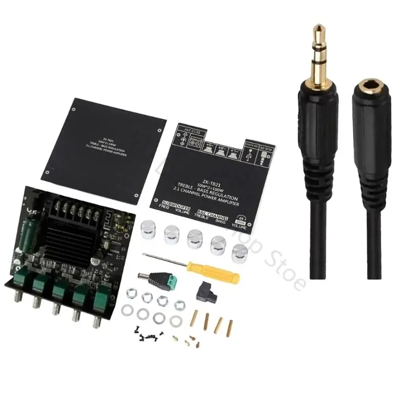 96BA 2.1 Channel Speaker Amplifier Board with Wireless and Line-In Input for DIY Speaker Builds, 50W X 2 + 100W Layout