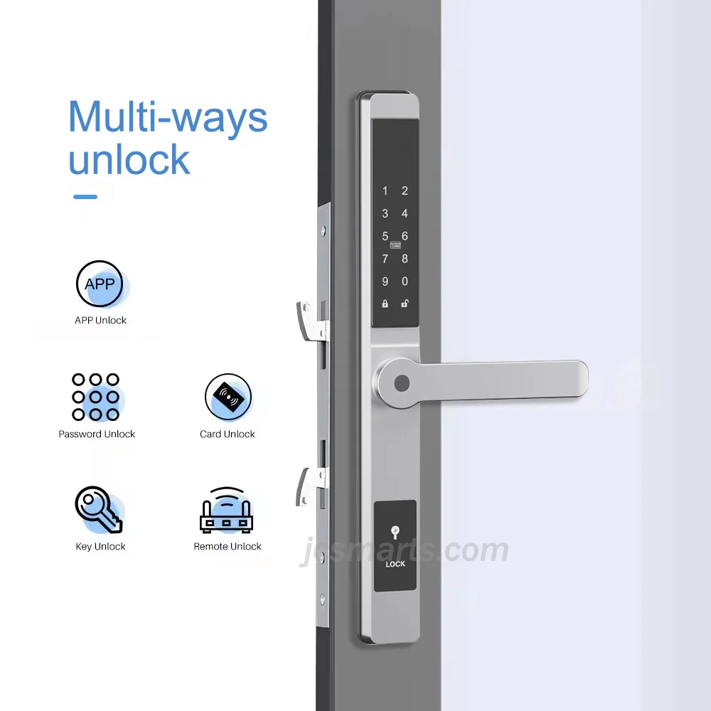 

Waterproof Sliding Door Smart Lock Digital Password IC Card Key Support TTlock App & Alexa Biometric Header