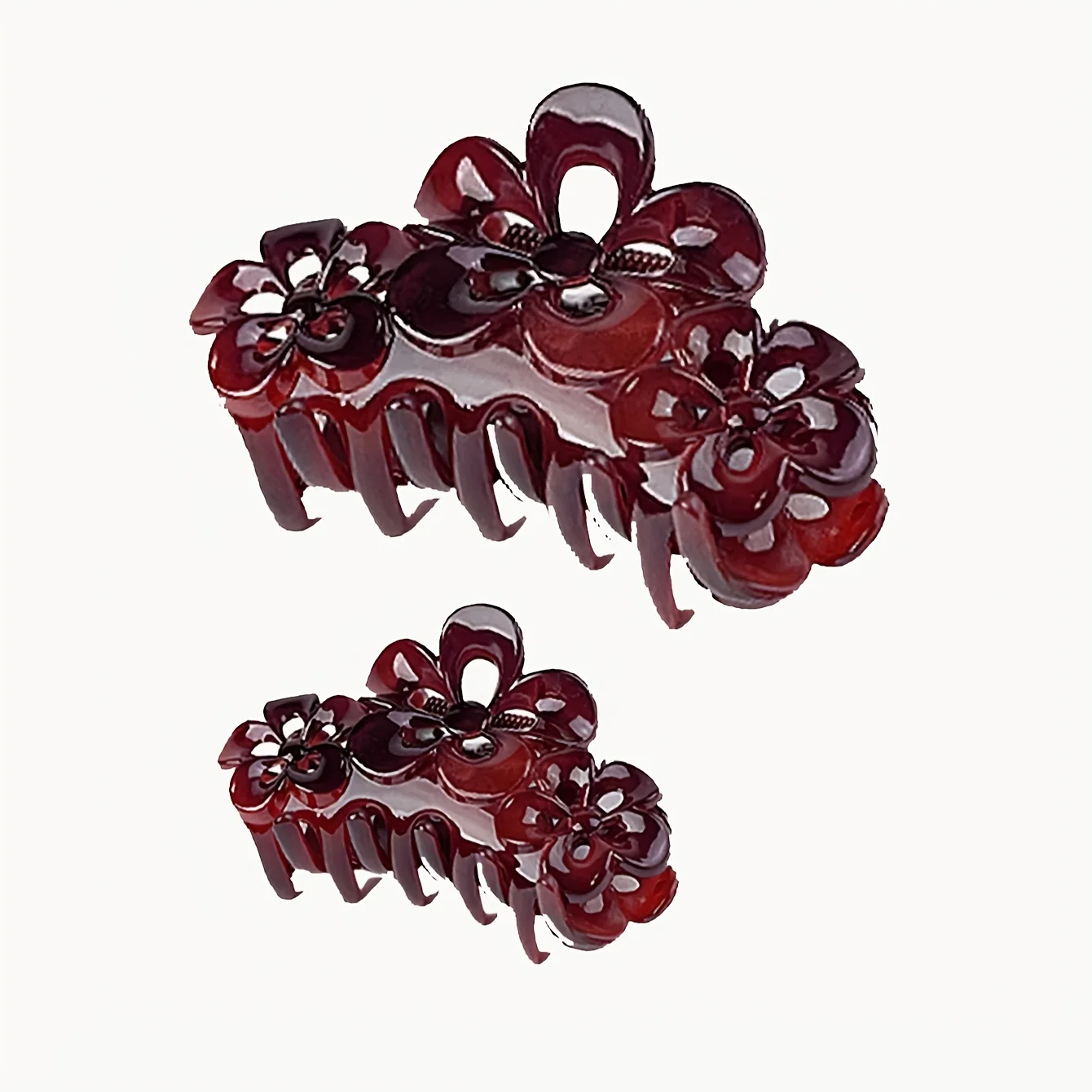 قطعتان من مشابك المخلب الكبيرة والصغيرة ذات الأزهار الرجعية لإكسسوارات الشعر لتثبيت الجزء الخلفي من الرأس مناسبة للارتداء اليومي في وقت الحالة