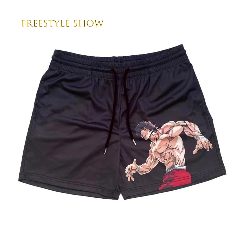 

Anime Men's Gym Shorts Hanma Baki 3D Printed Shorts Quick Dry Mesh Casual Board Shorts for Summer to Jogging Fitness Basketball