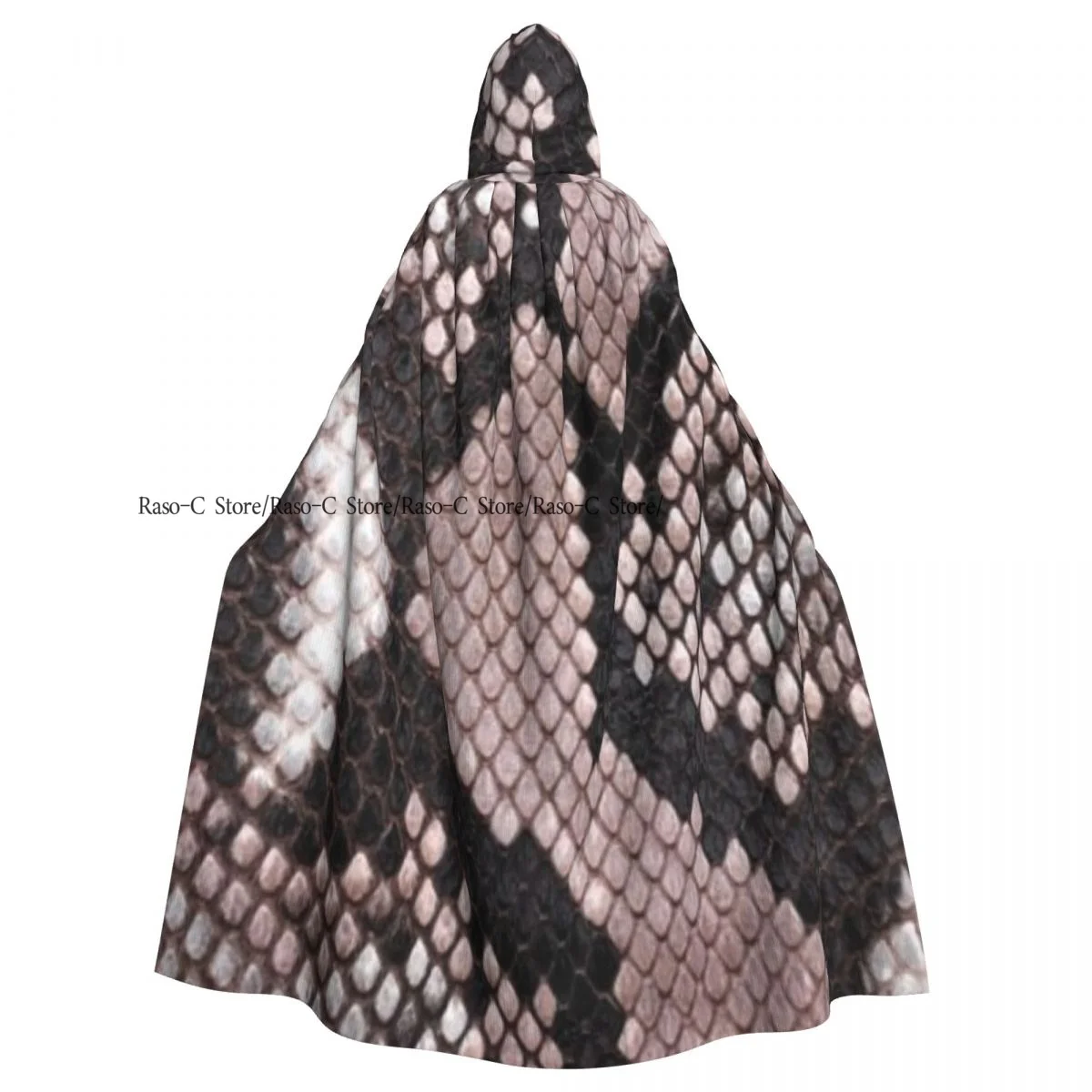 Python Skin Texture Hooded Cloak Polyester Unisex Witch Cape Costume Accessory