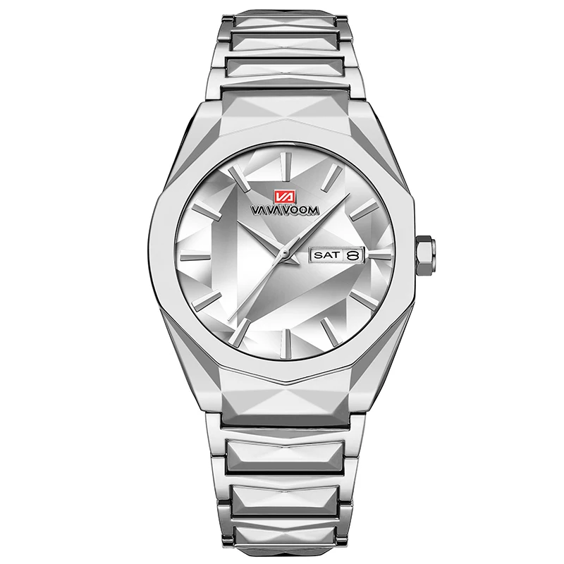 ساعة رجالية للأعمال والترفيه بتقويم مزدوج مقاومة للماء وحزام من الفولاذ المقاوم للصدأ ومينا متغيرة الألوان وساعة كوارتز هدية على مدار الساعة #5