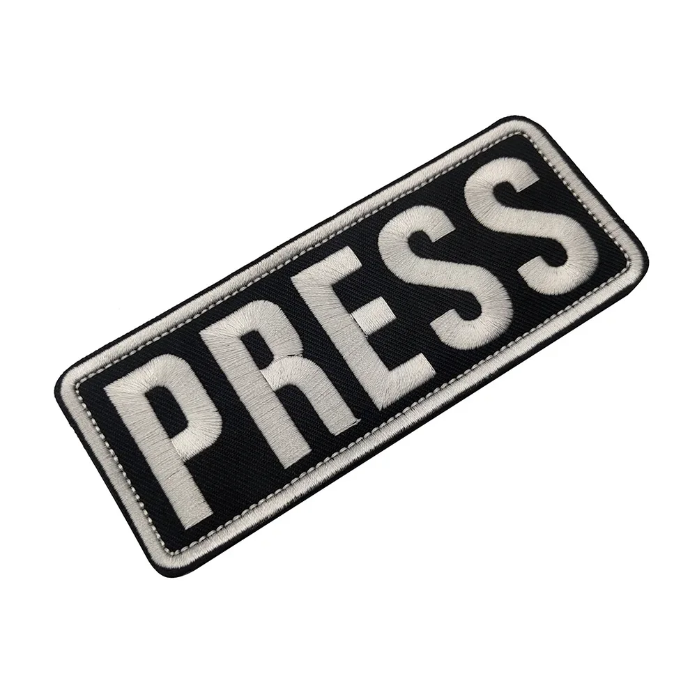 PRESS News Media Workers Reporter Patch Infrared Reflective Sticker Decal Embroidery Patch for Backpacks Cap Clothes Accessories