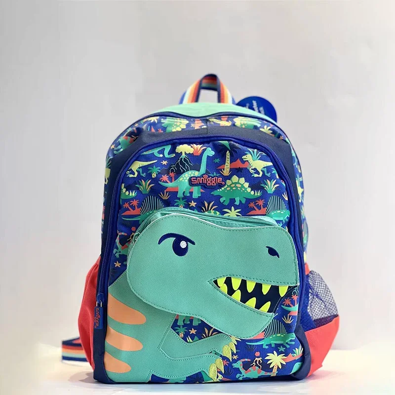 Genuine Australian Smiggle Cartoon Dinosaur Schoolbag Student Backpack Wallet Crossbody Meal Bag Retractable Pencil Case