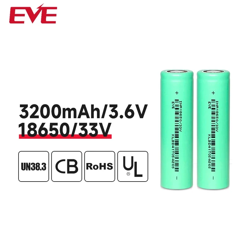 Original EVE 33V INR 18650 3000mah 3.6V 250WH Battery Rechargeable Cylindrical Lithium Ion Battery For Power Tool Lawn Mower