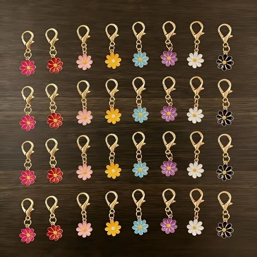 1/5/10/20/50/100pcs Multi-Color Spring Daisy Keychain Set - Sweet Floral Charms for Men And Women, Lobster Clasp Zinc Alloy Chai