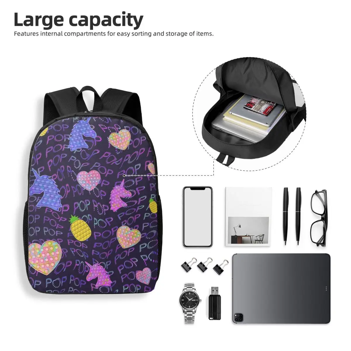 Pop Fidget Print Patroon Vrouw Rugzakken Jongens Meisjes Boekentas Waterdichte Studenten Schooltassen Draagbaarheid Rugzak Schoudertas