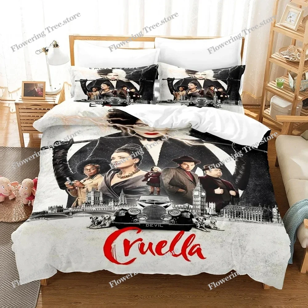 

3D Printed Cruella Bedding Set Pillowcase De Vil Duvet Cover Double Twin Full Queen King Adult Kids Bedclothes Quilt Cover