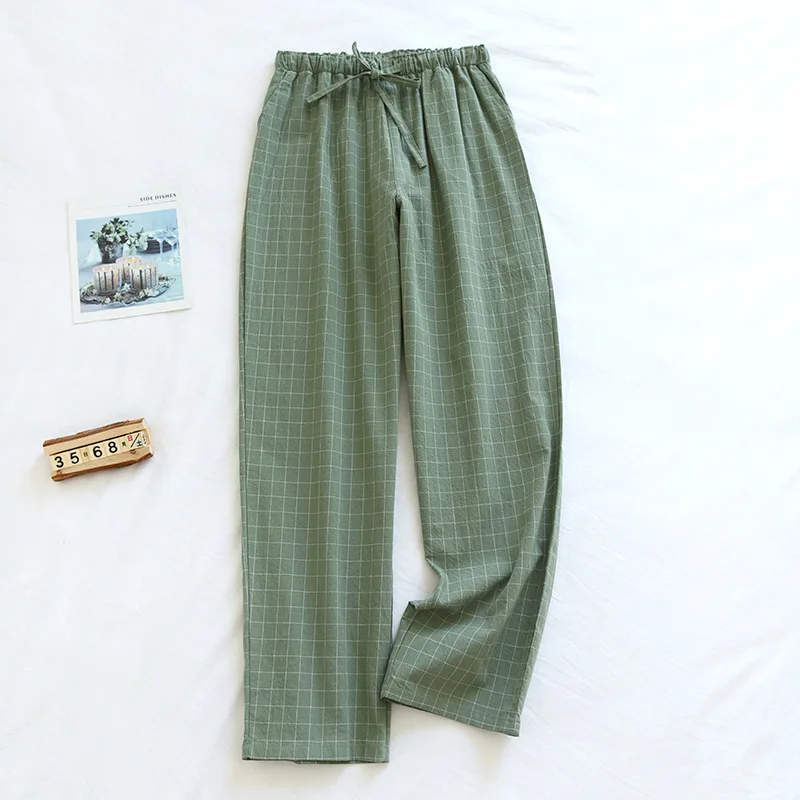 Pajama Pants Woman Cotton Home Trousers Autumn and Winter Plaid Trousers Elastic Waist Tie Girl Sleeping Pants Soft Fashion