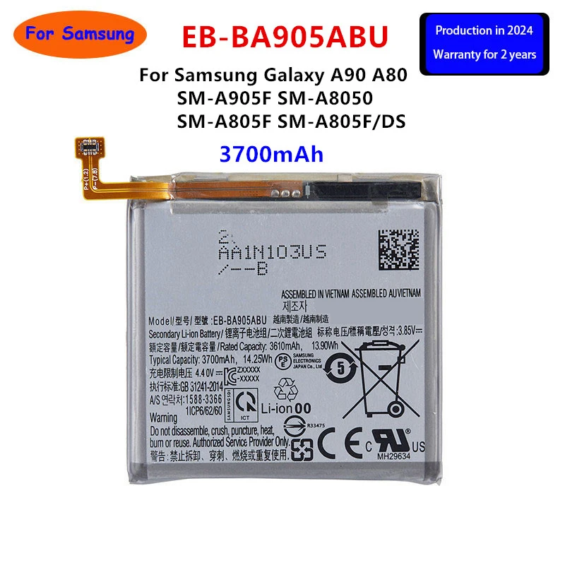 

Brand New EB-BA905ABU 3700mAh Battery For Samsung Galaxy A90 A80 SM-A905F SM-A8050 SM-A805F SM-A805F/DS Batteries