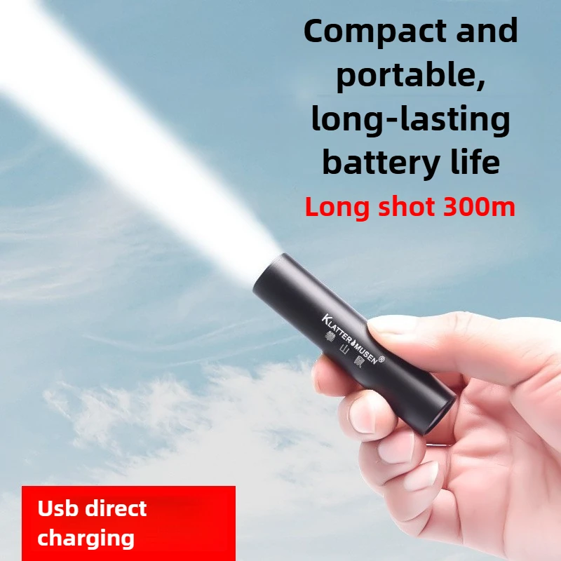 Mini USB Rechargeable Flashlight Strong Light Long-Range LED Small Portable Aluminum Alloy for Home Outdoor Use