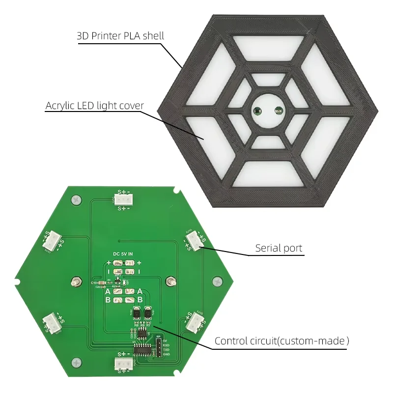 Interactive Honeycomb Touch LED Module Infrared Sensor Induction Water Ripple Effect Light Home Decration Installation