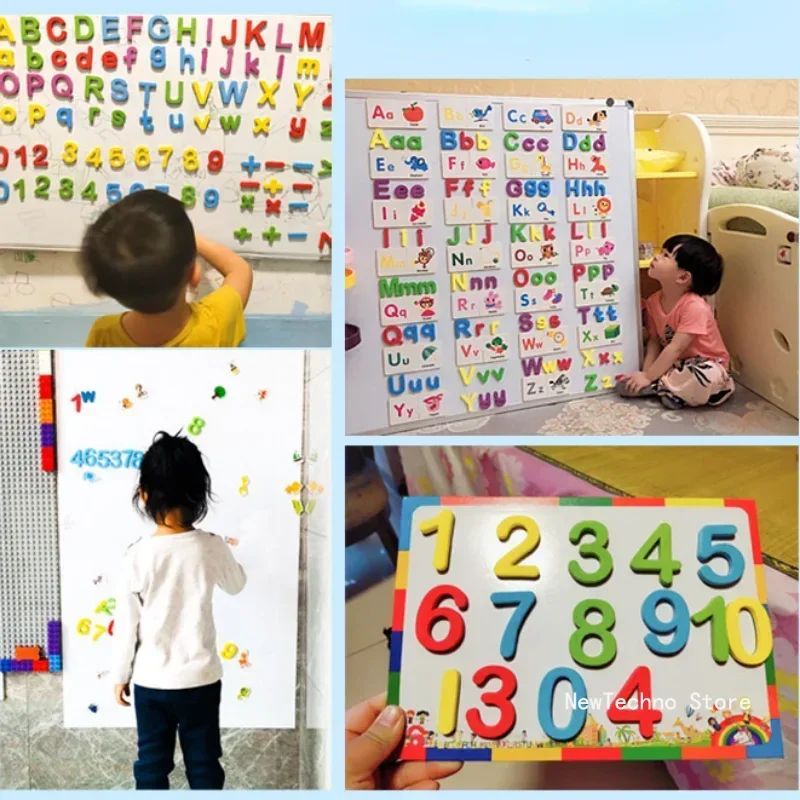 Lettere magnetiche numeri alfabeto ABC 123 magneti per frigorifero Set di giocattoli educativi per l'apprendimento prescolare in plastica maiuscolo Lowercase Math