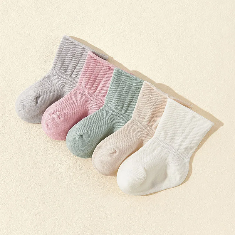 

5 Pairs a Lot MILANCEL New Autumn Baby Solid Color Socks Toddler Candy Color Thin Style Socks