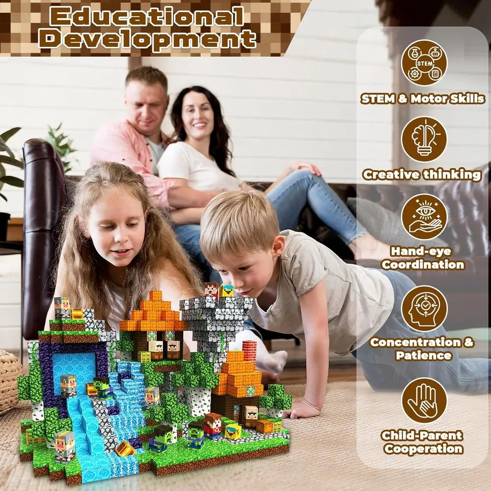 ชุดบล็อกแม่เหล็ก STEM Learning, ของเล่นเสริมพัฒนาการแบบมอนเตสซอรี่ 200 ชิ้น สำหรับเด็กอายุ 3 ปีขึ้นไป, แม่เหล็กเสริมประสาทสัมผัสสำหรับเด็กเล็ก, ของเล่นประกอบรูปทรง