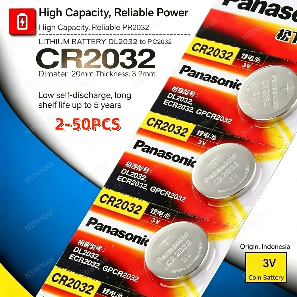 Original Panasonic CR2032 3V Lithium-Batterie für Uhren, Autoschlüssel, Fernbedienungen, Computer-Motherboards, Anti-Verlust-Geräte, Knopfzellen