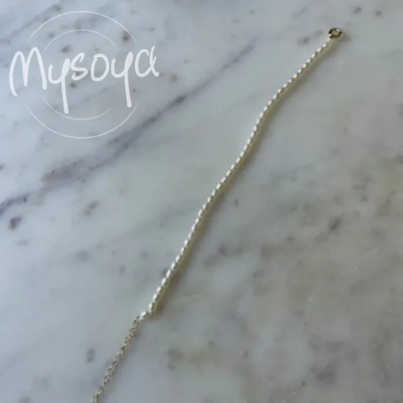 

MYSOYA White Rice-shaped Freshwater Pearl Bracelet 4-5mm With Gift Box For Her/Him Birthday/Wedding/Christmas/New Year Gift
