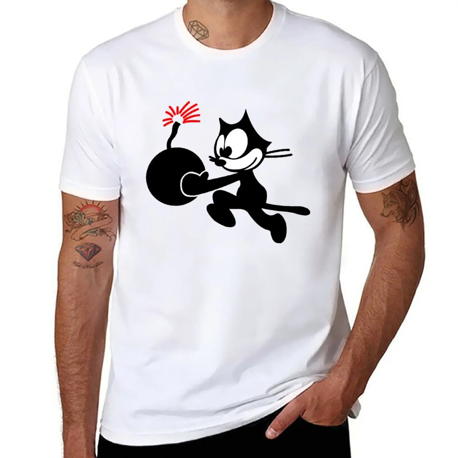 New Felix Carrying a Bomb T-Shirt vintage clothes sublime t shirt oversized t shirts for men