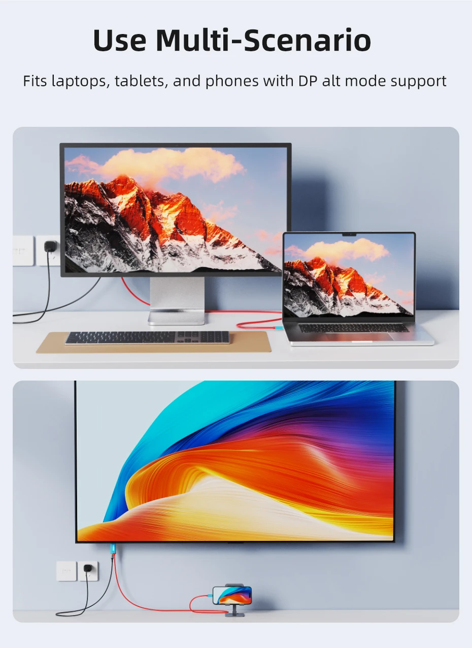CABLETIME USB-C zu HDMI Kabel 4K144Hz PD 100W Typ-C zu HDMI Kabeladapter Perfekt für Switch 2/1 OLED PS4/5 Nintendo – Detail 9