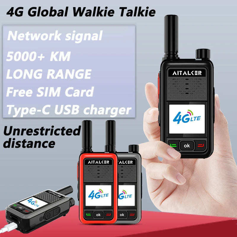 DP1400 Walkie Talkie 4G Radio With Sim Card 50KM 5G Long Range Two Way Radio Walki Talki Profesional Powerful 50W  PoC Network