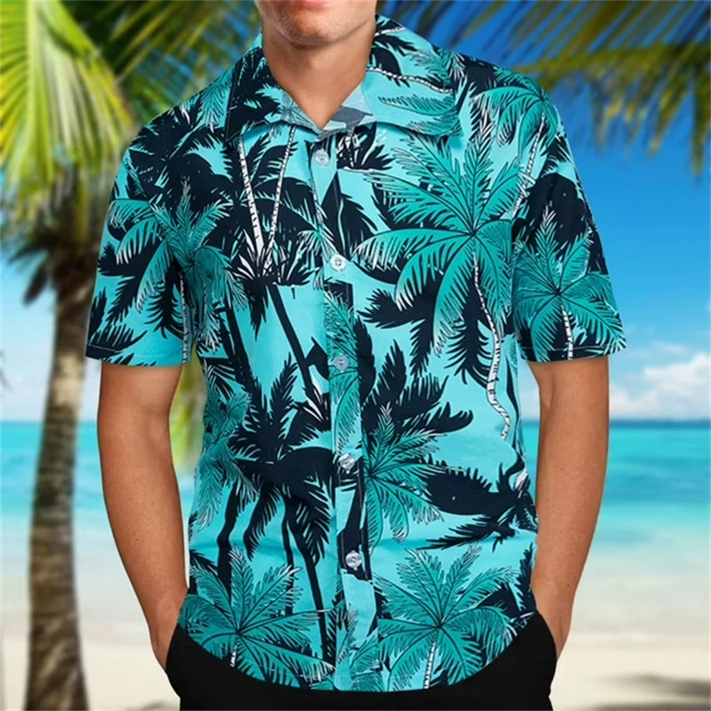 

Fashion Mens Hawaiian Shirts Casual Collar Shirts Short Sleeve Button Coconut Tree 3d Print Beach Floral Casual Vintage Clothing