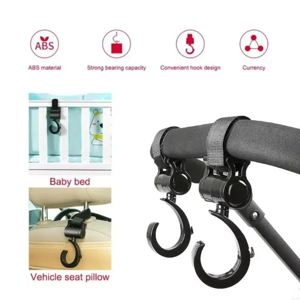 

Hanger Large Hook Stroller Hook Hook and Loop Degree Hook Pram Accessories Durable 360 Rotary Stroller Accessories Car Seat