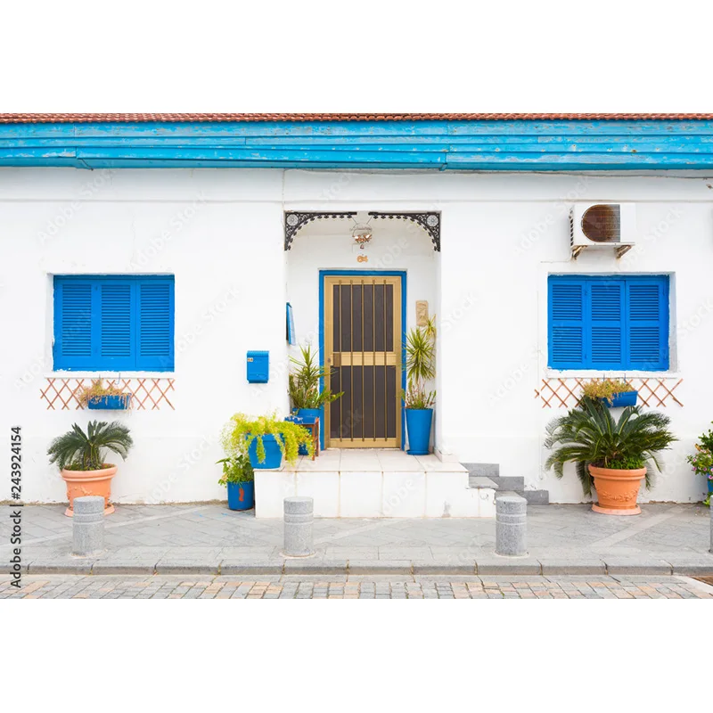 Streets Seaside Island Scenery and Plants Houses White Pigment Wedding Photos Photography Background Props HJD-04