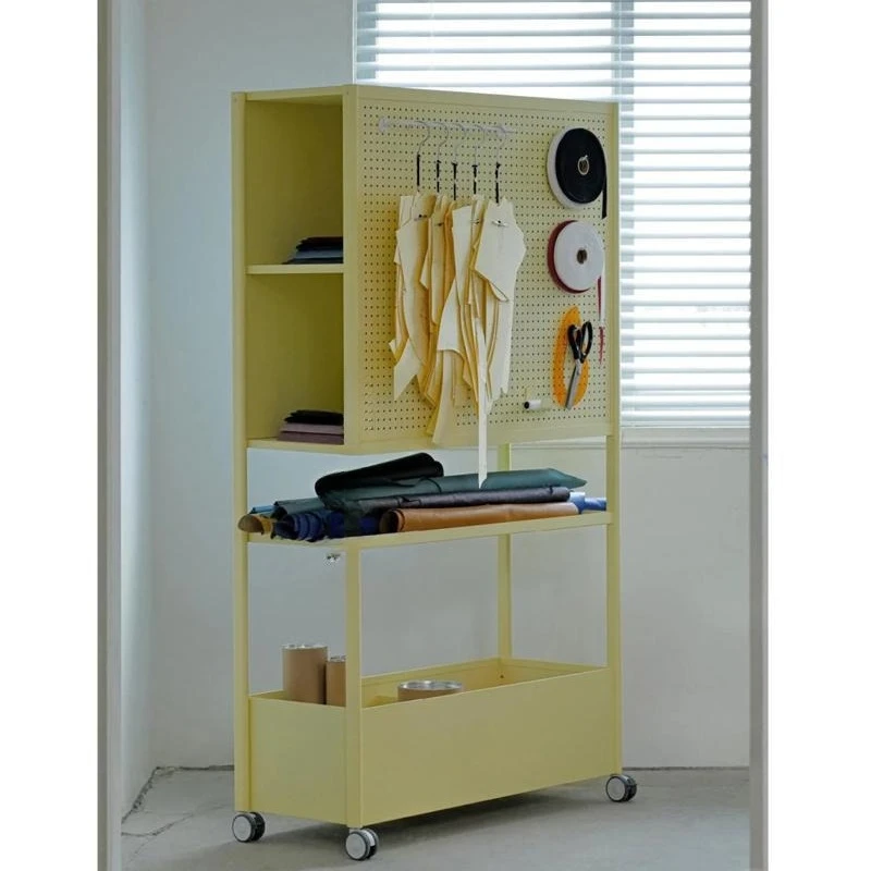 

Wheel movable storage rack Storage rack Household color Floor-to-ceiling multi-layer metal with hole plate