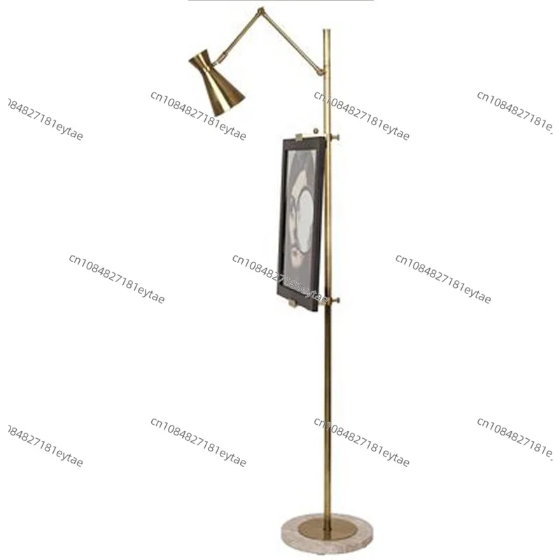 Postmodern Luxury Gold LED Floor Lamp New Chinese Style Adjustable Drawing Board Vertical Light