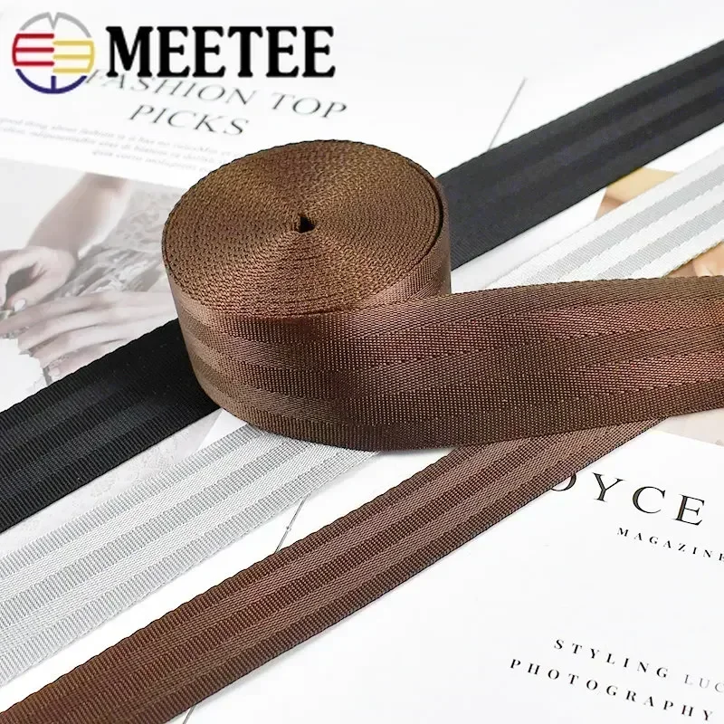 10Meters 20-50mm Nylon Webbing Tape Black Coffee Gray for Car Safety Seat Pet Belt DIY Backpack Strap Sewing Binding Accessories