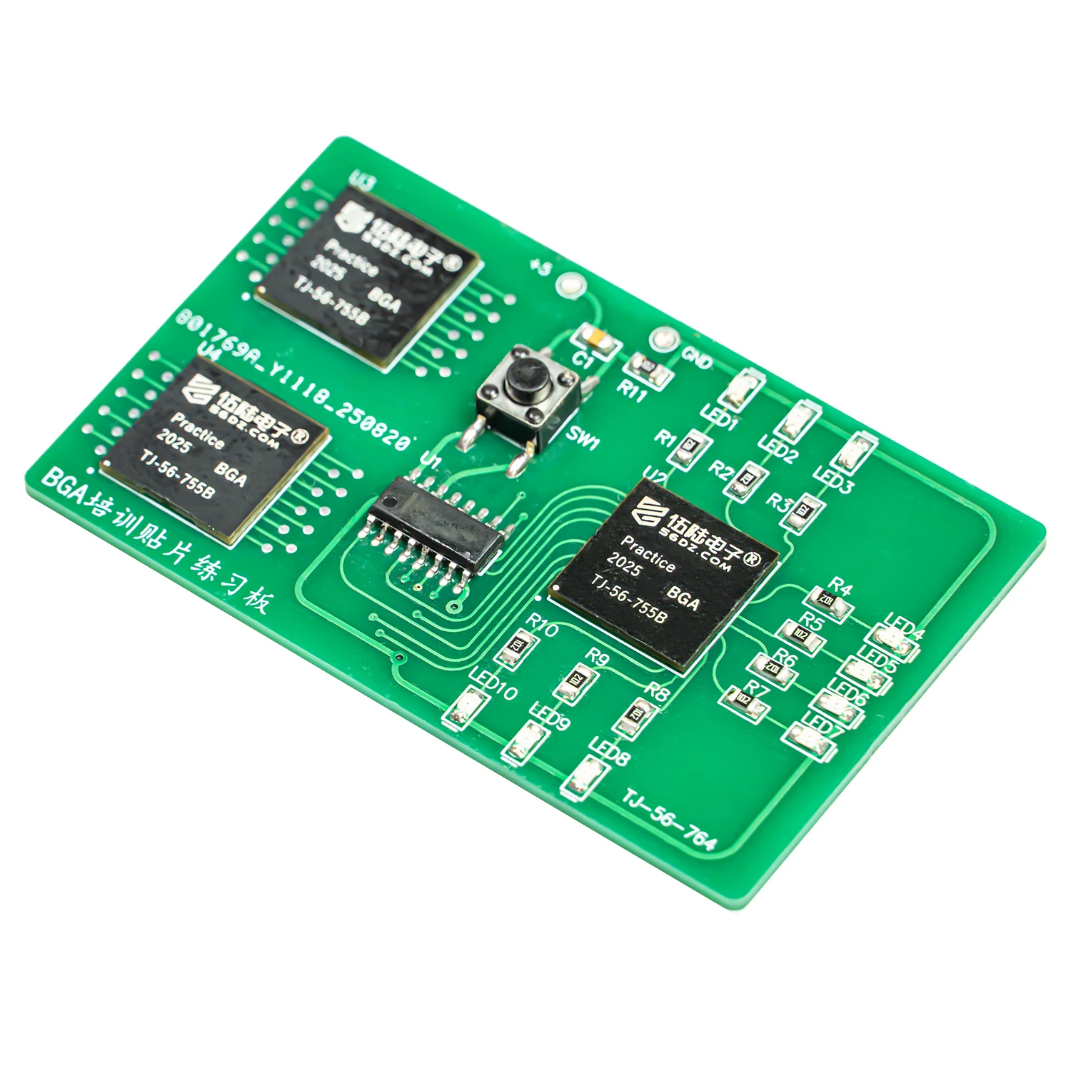 BGA Chip Training Teaching Experiment Soldering Practice Board SMD LED Flowing Light Assembly Kit